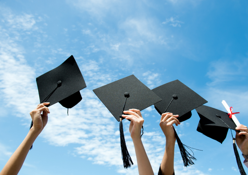 graduation caps and diplomas